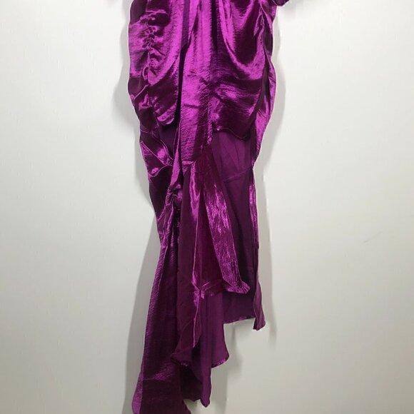For Love & Lemons Bowie Metallic Dress Satin Cutout Magenta NWT S - Picture 8 of 13